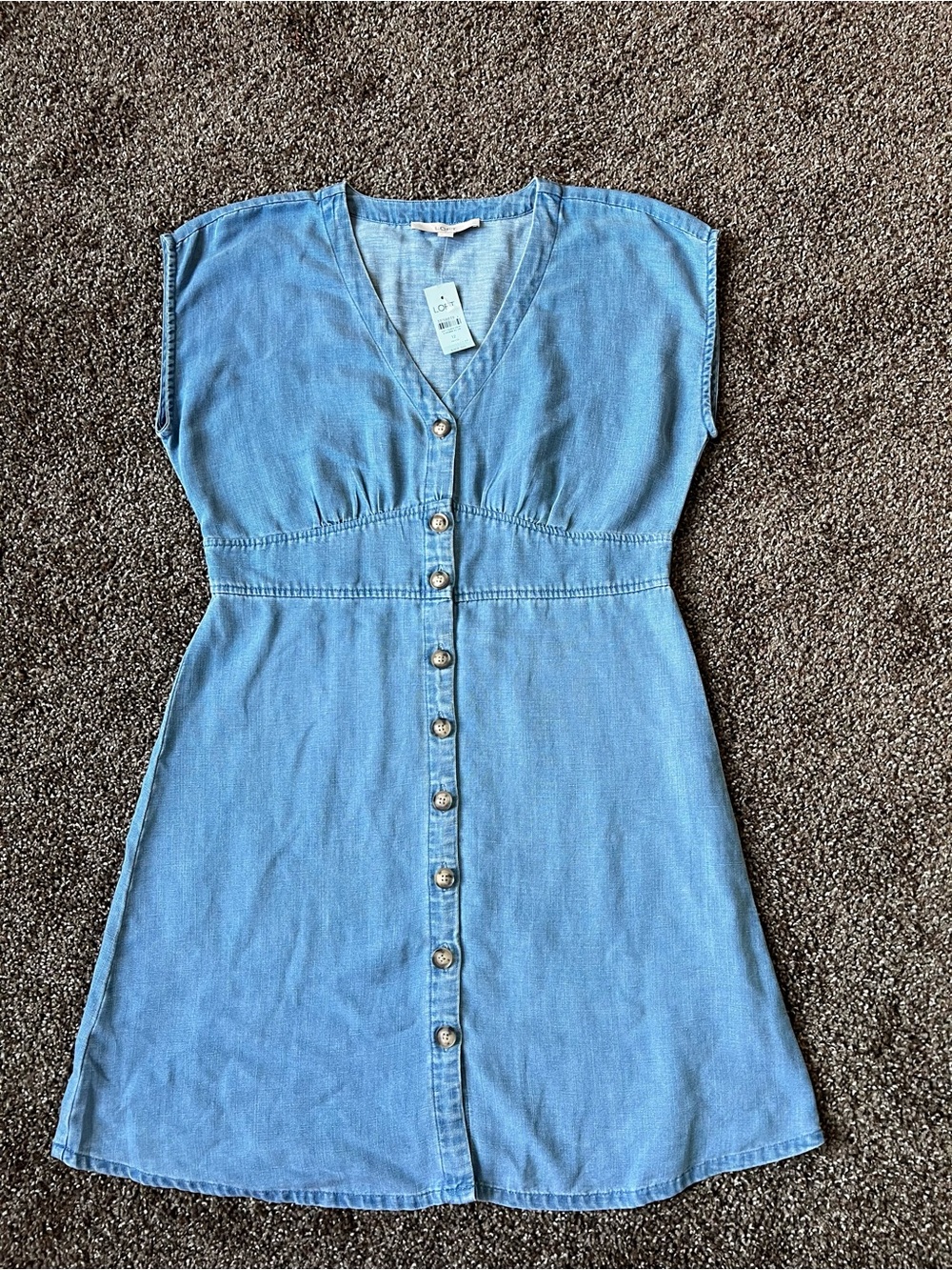 LOFT Light Blue Denim Button-Front Mini Dress